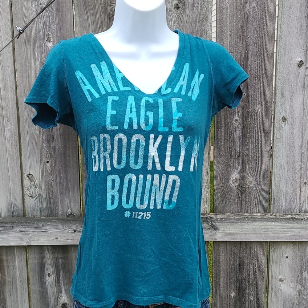 American Eagle Tee in Teal Color